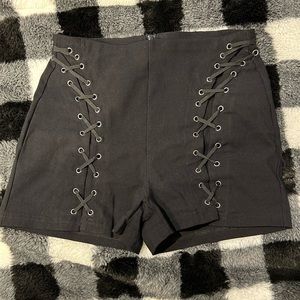 black laced shorts